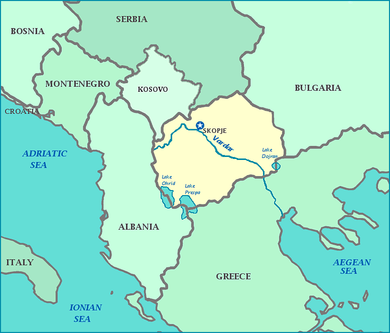 Карта македонии и албании