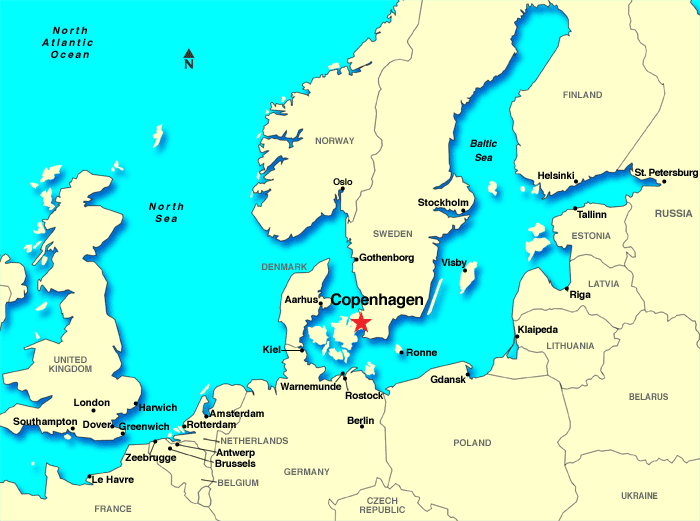 Карта северного моря и балтийского моря