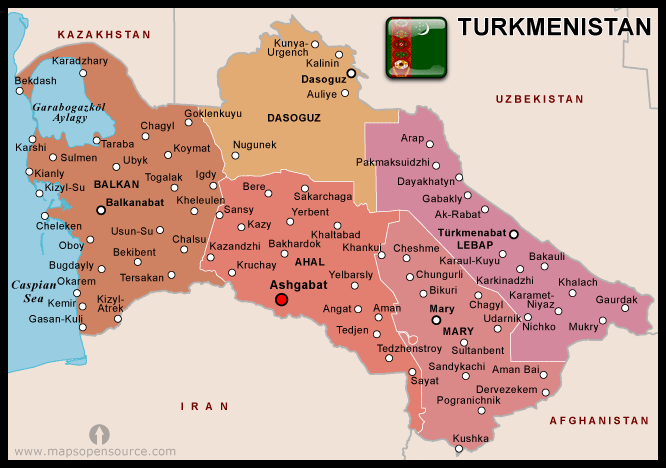 Туристическая карта туркменистана