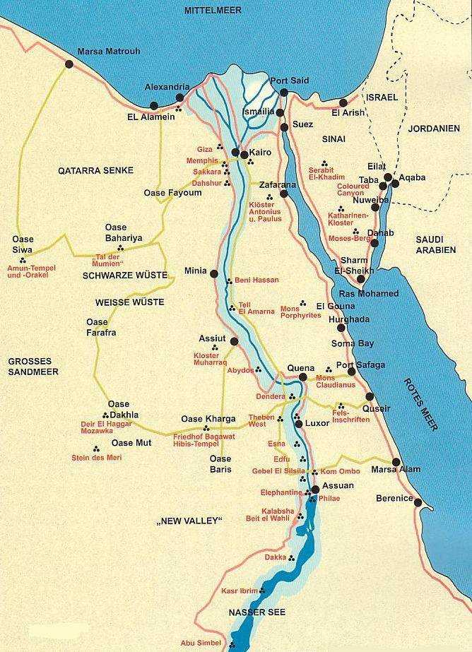Египет какое море карта