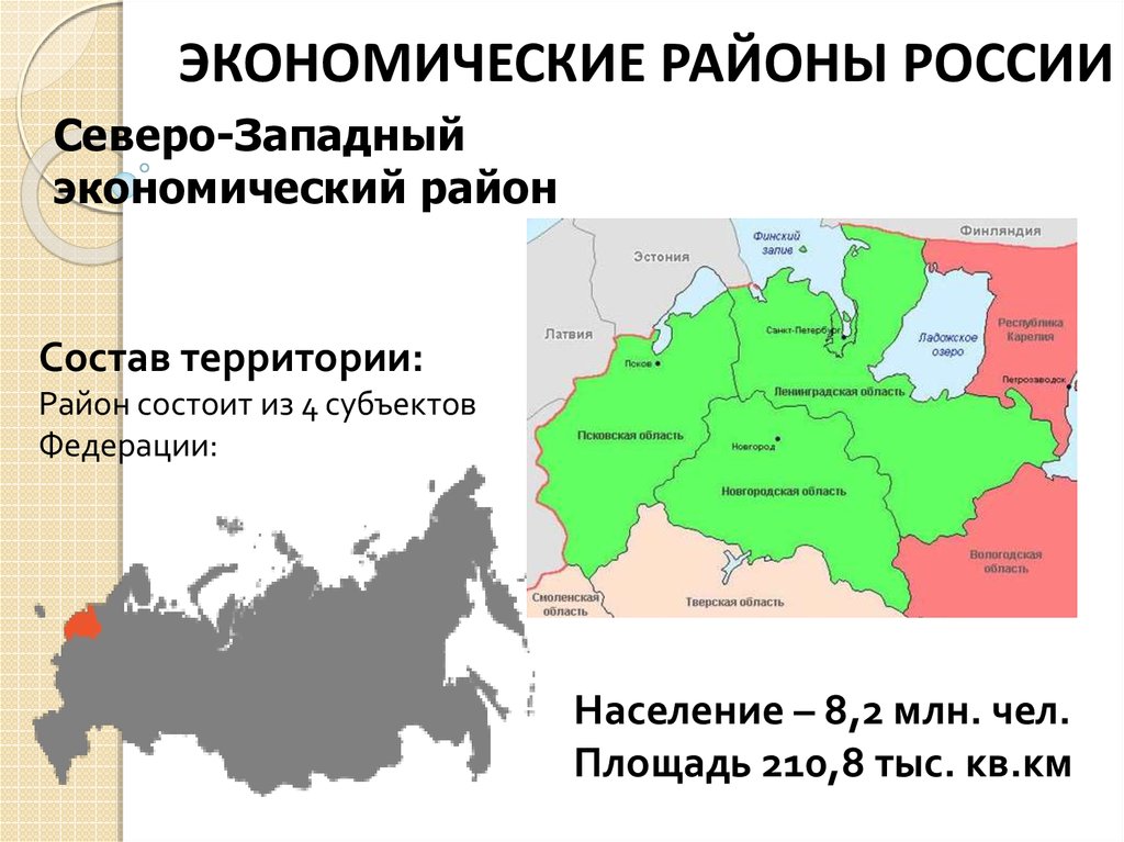 Экономические районы россии с городами