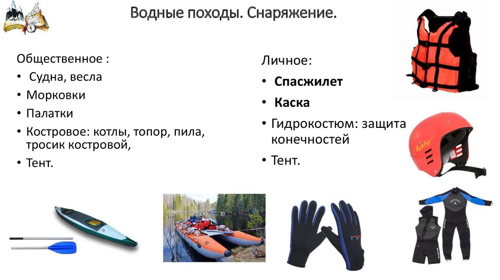 Что должно входить в состав туриста. Снаряжение для водного похода. Личное снаряжение для водного похода. Специальное снаряжение для водного туризма. Экипировка для водного туризма.