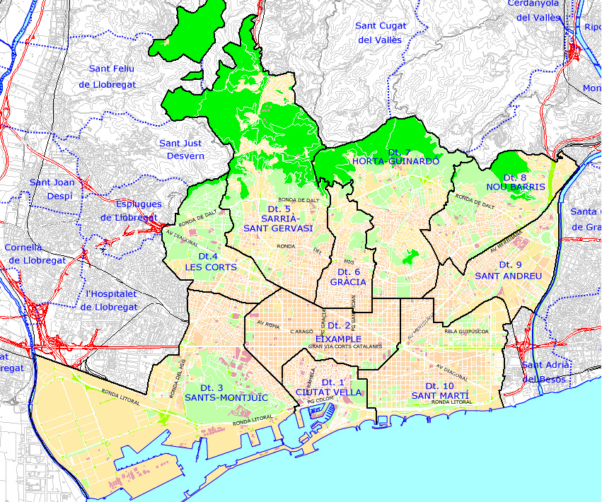 Карта барселоны с районами