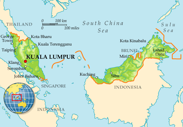 Карта малайзии с городами