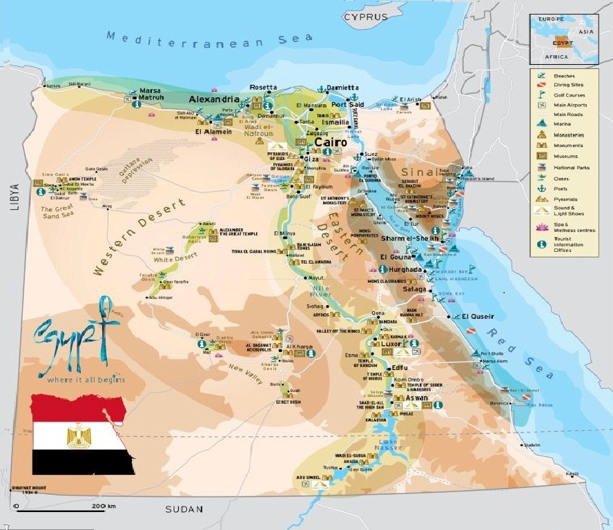 Карта достопримечательностей египта