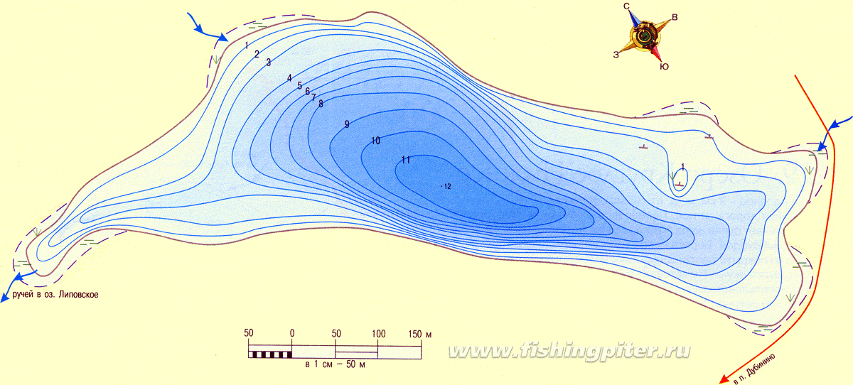 Карта глубин суходольского озера лосево