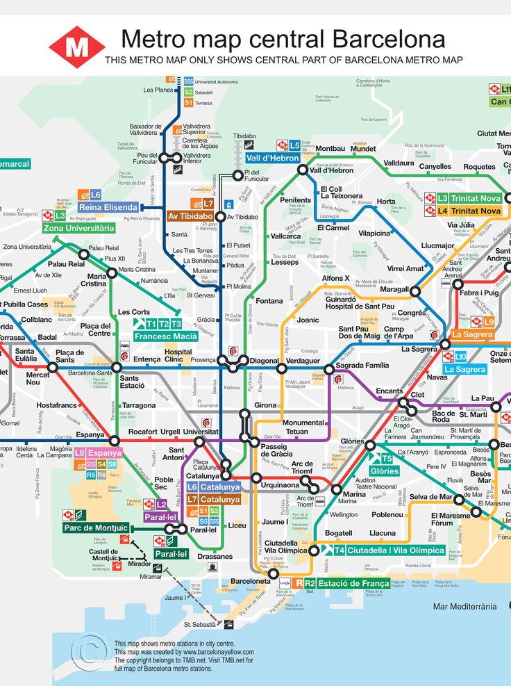 Схема метро барселоны на русском языке с достопримечательностями