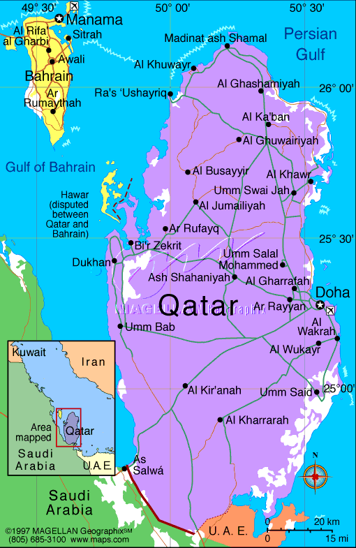 Карта катара на русском языке с городами