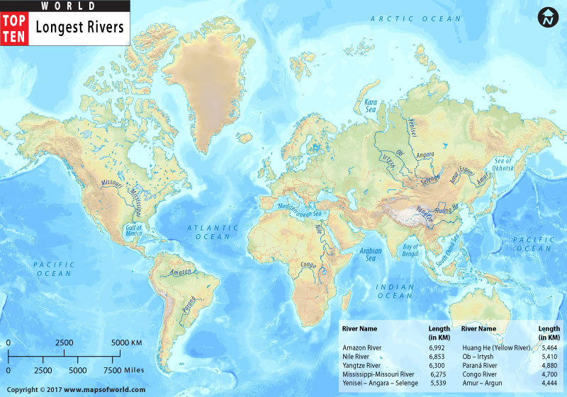 Карта самый большой объект. Крупнейшие реки на карте.