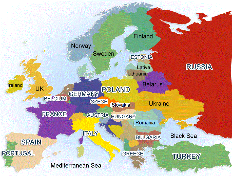 Карта мира со странами карта европы