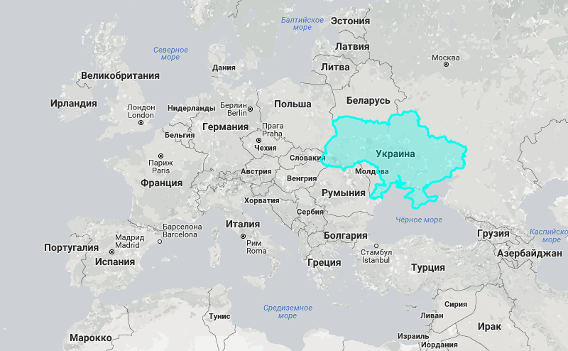 Карта мира с границами россии и украины