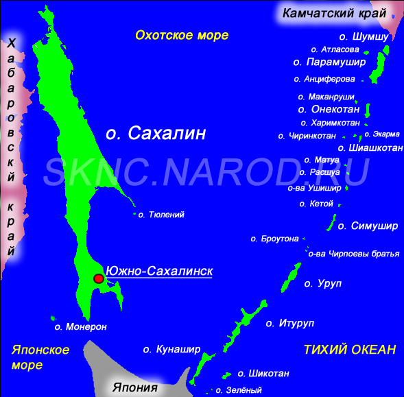 Карта охотского моря и курильских островов