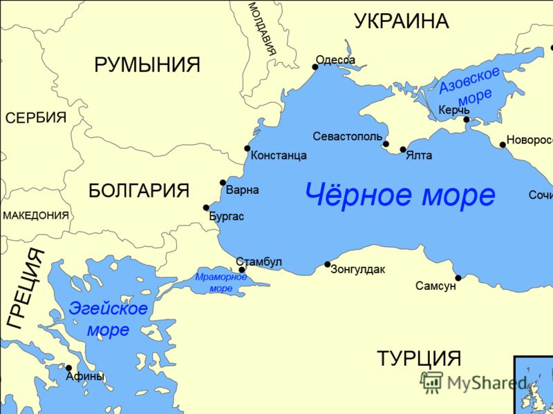 Карта вокруг черного моря стран черного