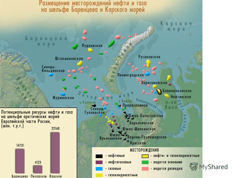 Карта добычи газа и нефти