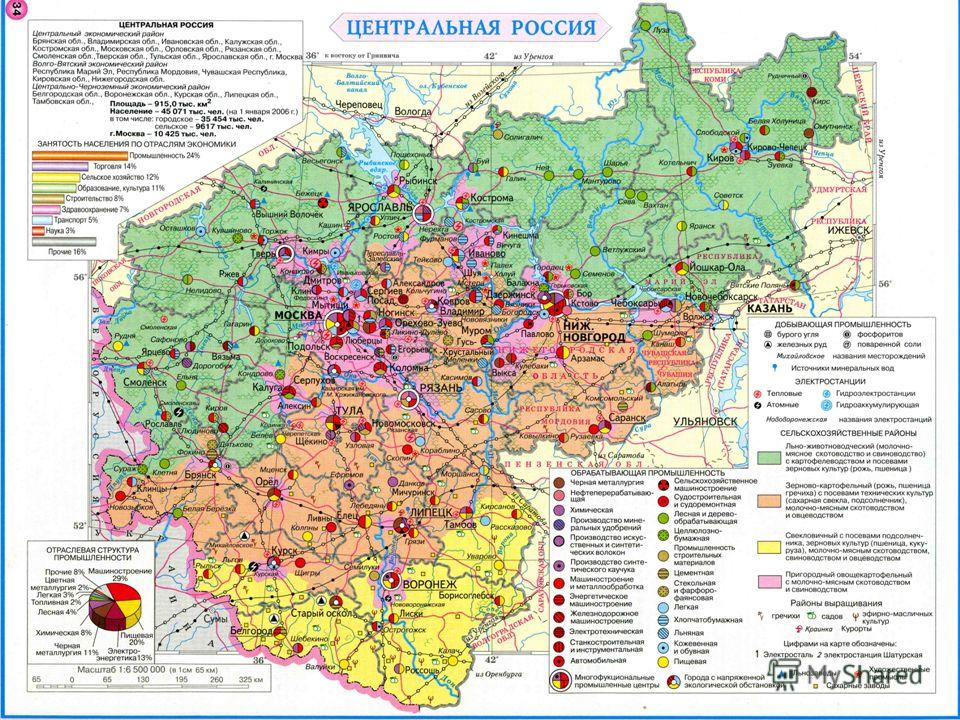 Карта городов центральной россии