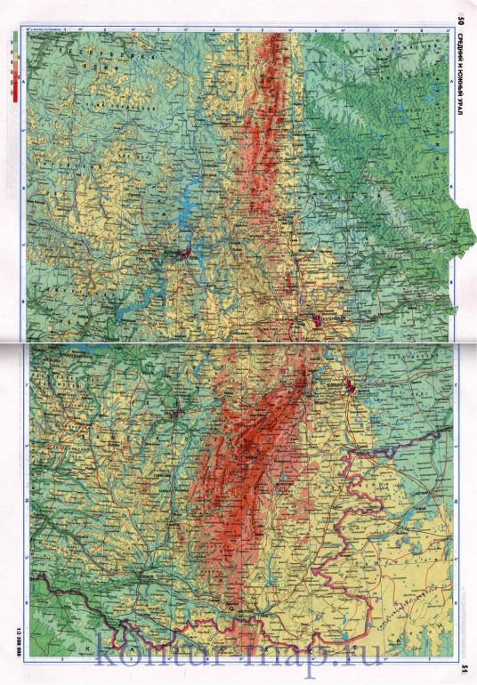 Физическая карта урала подробная