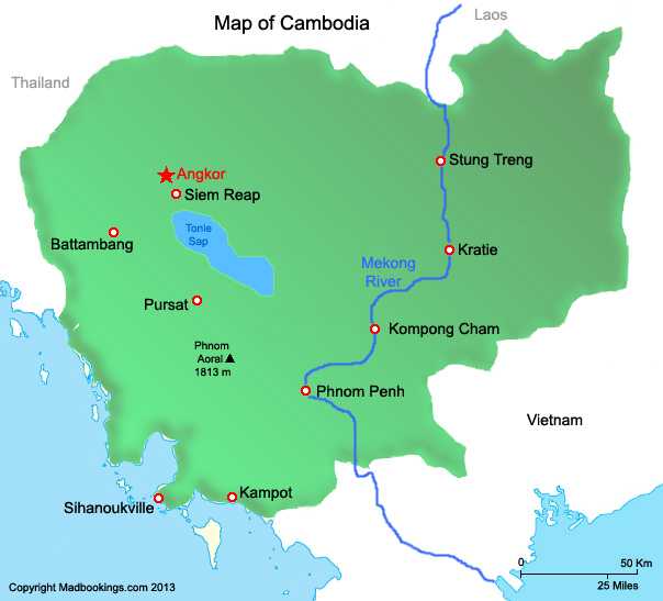 Карта камбоджи на русском