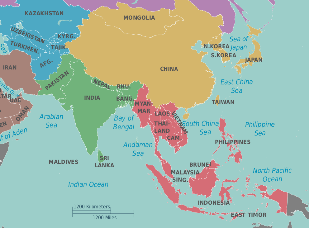 Regional asia arab. Восточная Азия. Страны Азии. Япония и Китай на карте мира. Карта мира Китай Корея Япония.