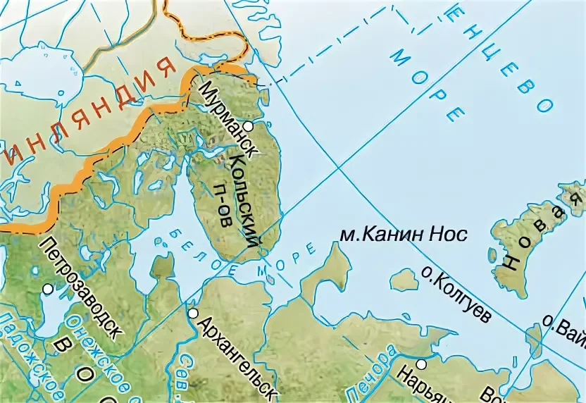 Остров канин на карте