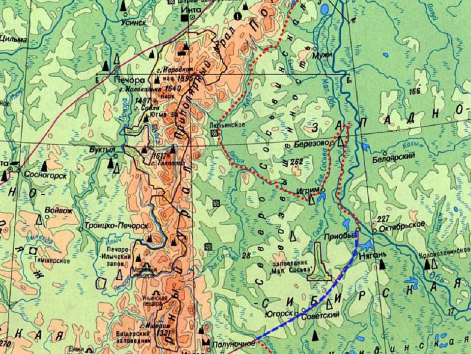 Физическая карта урала подробная