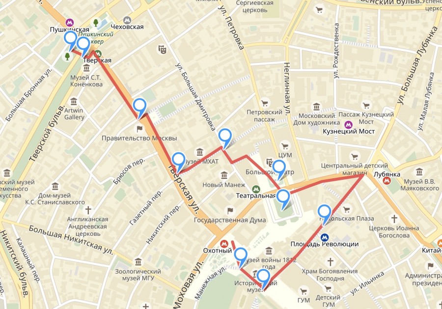 Ул тверская москва на карте. Красная площадь маршрут пешком. Маршрут по центру Москвы. Пеший маршрут на красной площади. Маршрут до красной площади решеом.