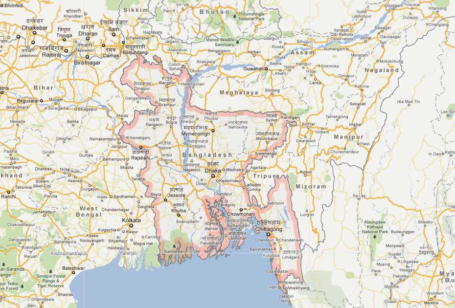 Карта бангладеш на русском языке с городами подробная