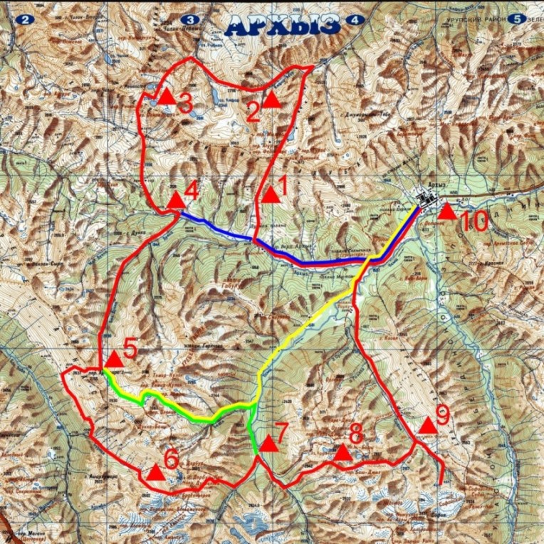 Карта достопримечательностей архыза