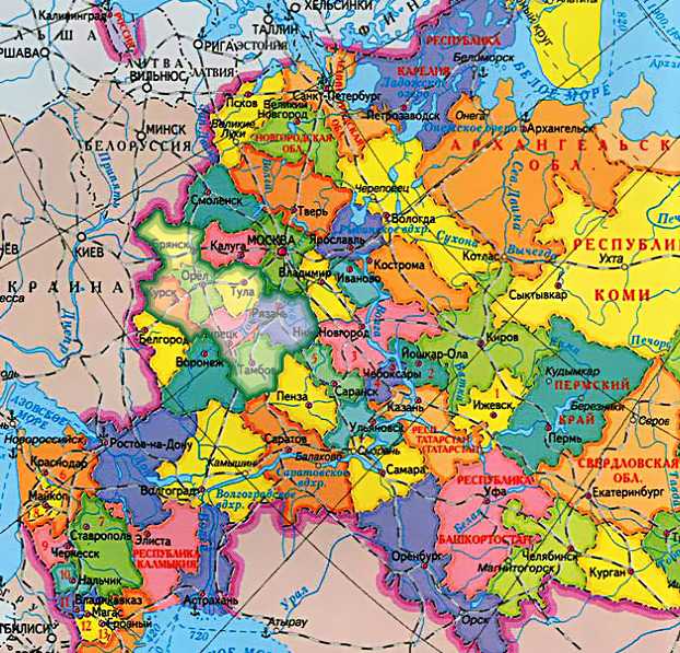 Географическая карта областей