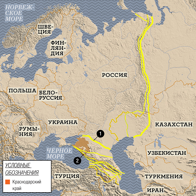 Карта россии европа и азия