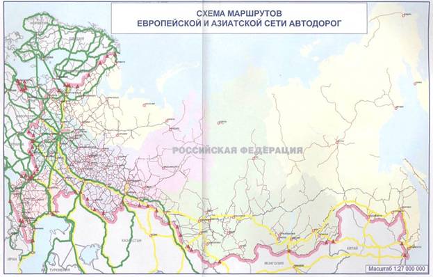 Схема автомобильных дорог россии