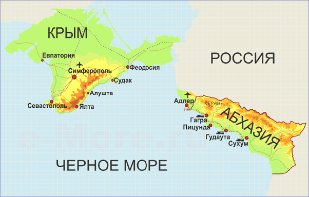 Города расположены на берегу черного моря. Карта Крым Сочи Абхазия. Крым и Абхазия на карте. Абхазия и Крым на карте России. Крыи м Абхазия на карте.