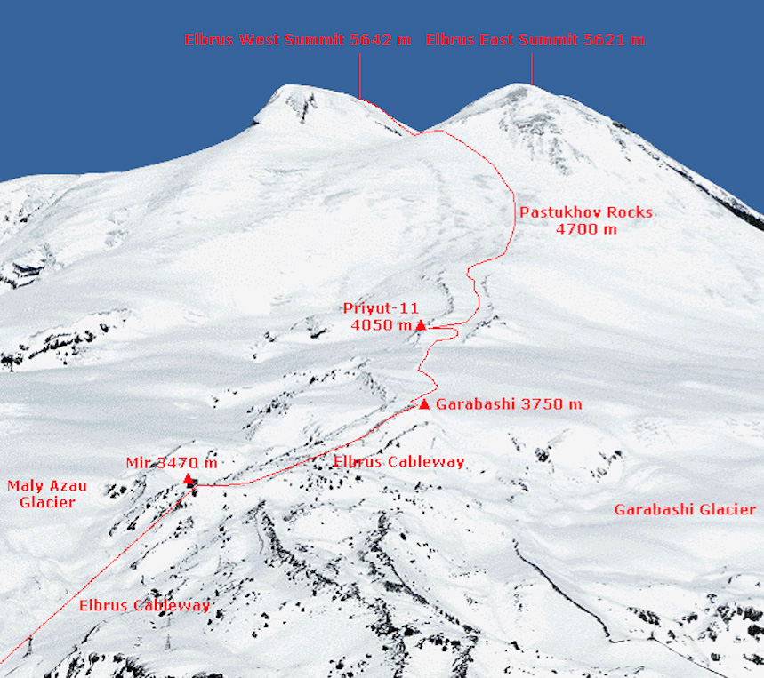 Карта эльбруса и окрестностей
