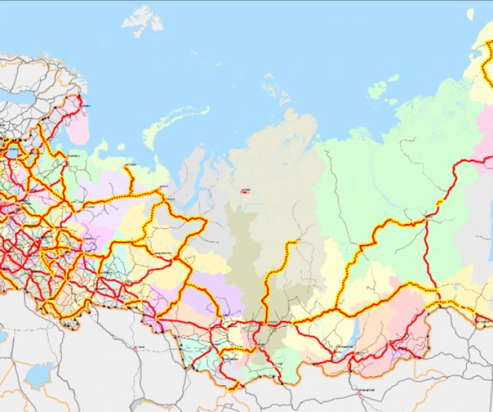 Карта россии автомобильных дорог и железных дорог