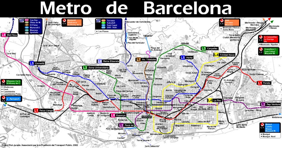 Барселона карта метрополитена