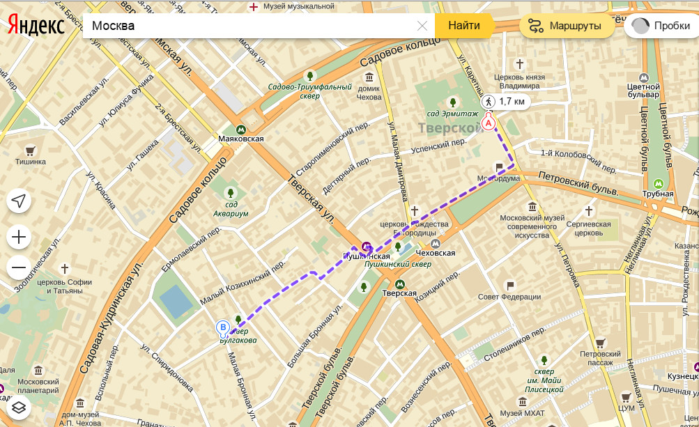 Карта москвы с метро и улицами проложить маршрут