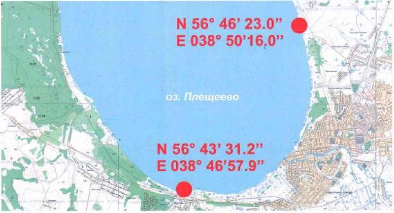 Карта плещеева озера