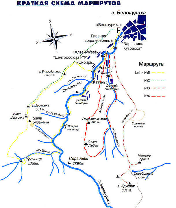 Карта горного алтая с базами отдыха и достопримечательностями