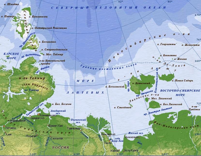 Карта северных морей в россии