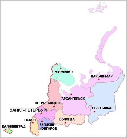 Субъекты и центры северо запада россии. Карта Северо-Западного федерального округа. Субъекты Северо-Западного федерального округа. Северо-Западный федеральный округ (СЗФО). Северо-Западный федеральный округ на карте.