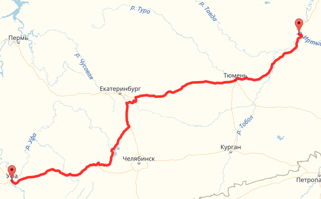 Курган пермь расстояние на машине карта