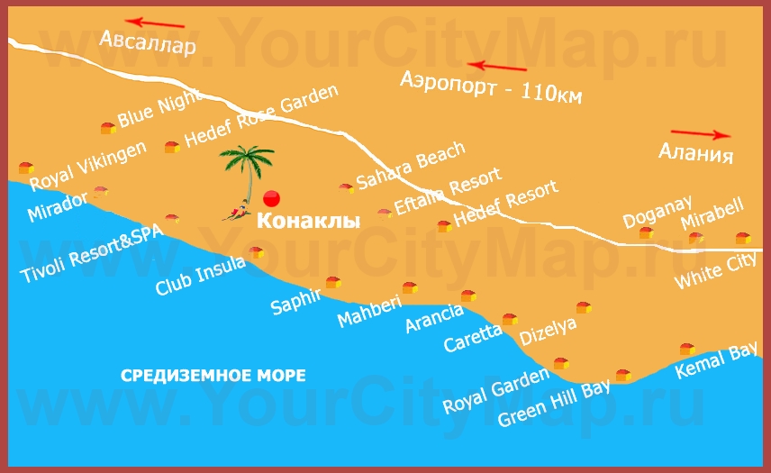 Карта побережья от анталии до алании - 86 фото