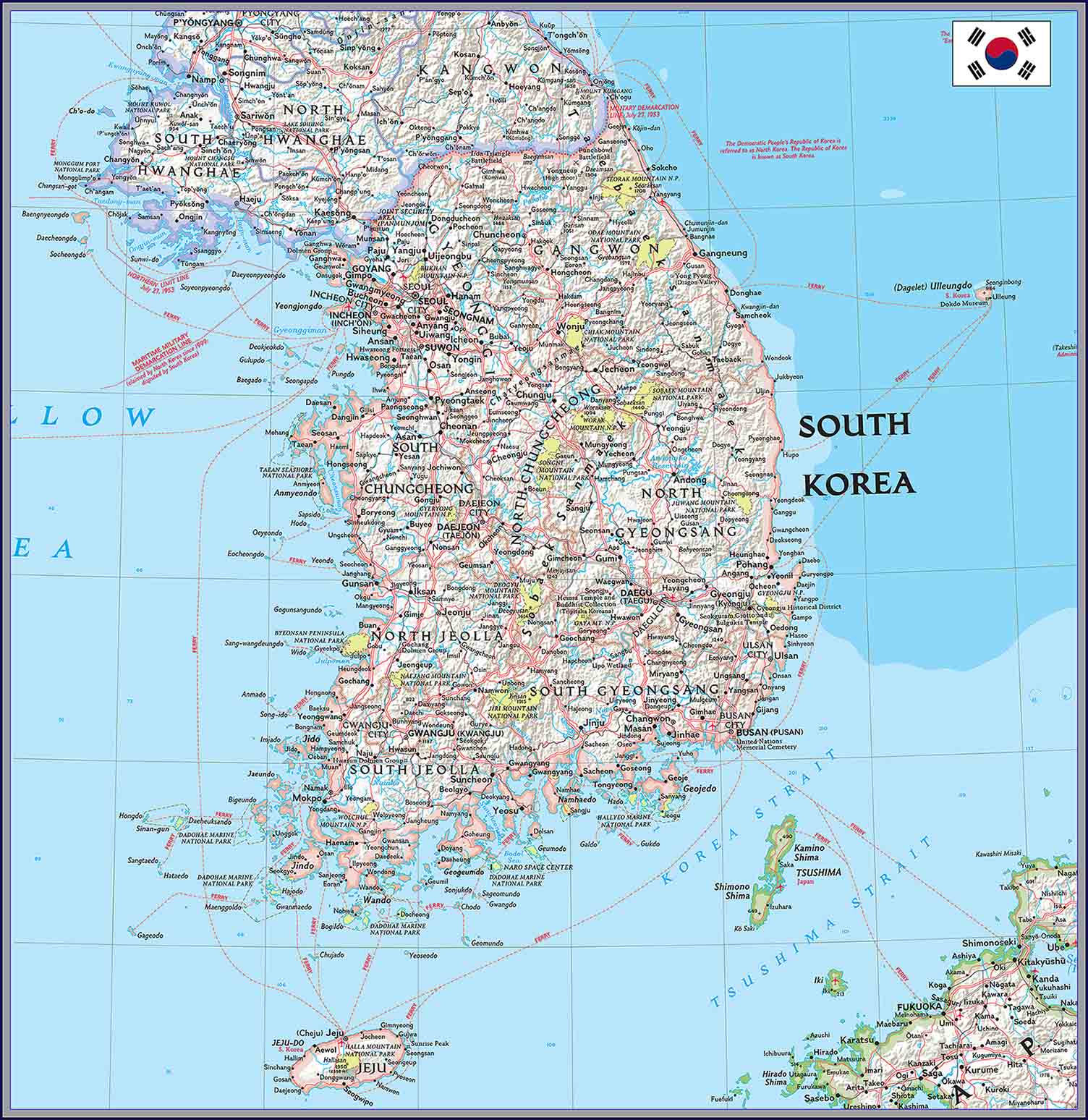 Карта южной кореи с городами на английском - 86 фото
