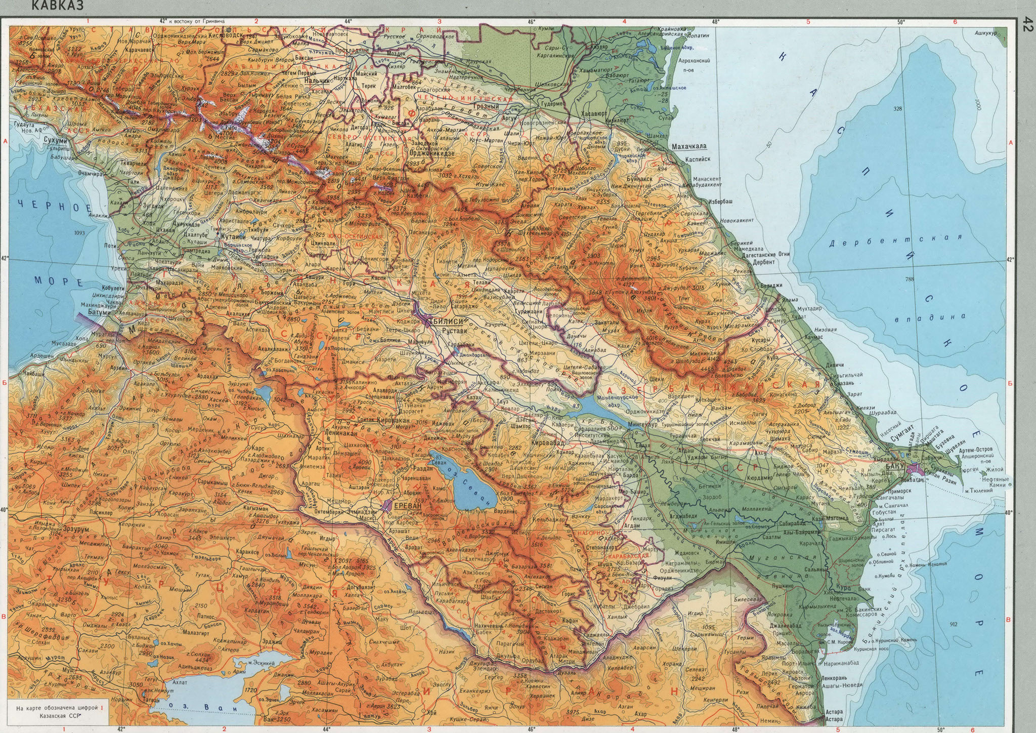 Кавказ карта на русском