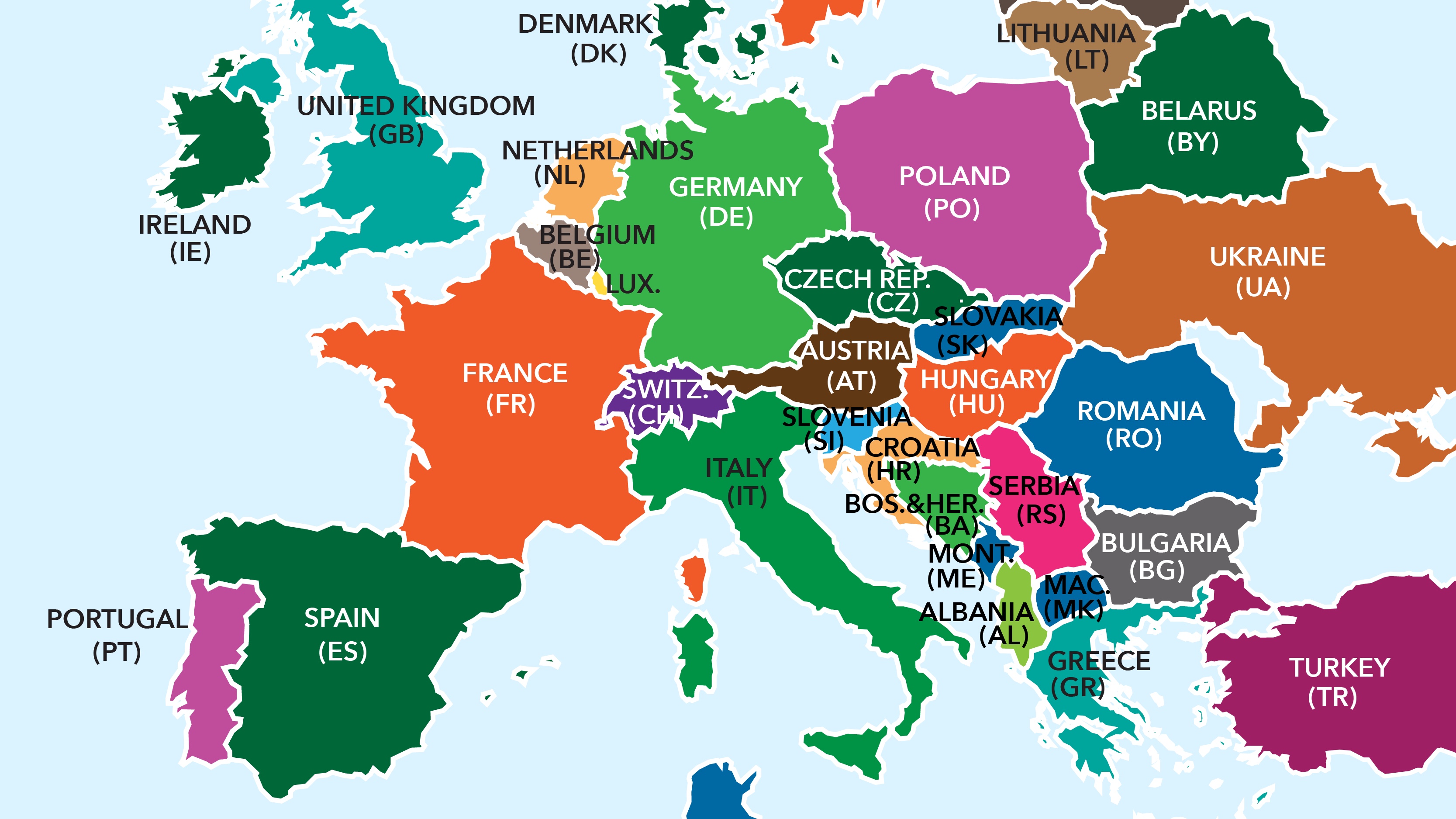 Какой месяц в европе. Карта европейских стран. Карта Европы со странами на английском. Европейские государства. Страны Европы и их столицы на карте.